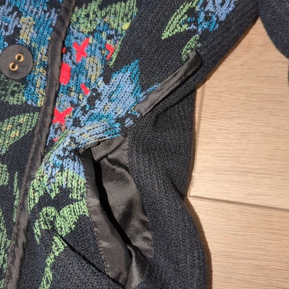 Adam Jacobs Knit Floral Embroidered Black Jacket Cottage Core - Picture 5 of 6